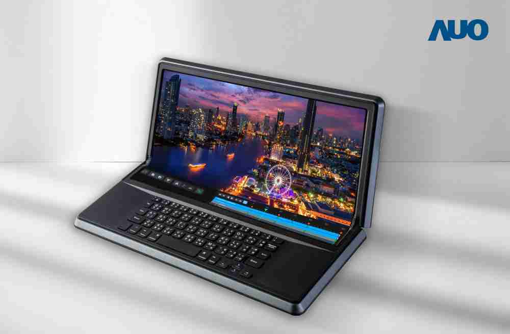 人生就是博14.6吋Micro LED折迭显示屏幕，，，，搭配半径4mm的弯折绞炼，，，，以及高画素、、、、高亮度、、、高对比度的显示技术特点，，即便在大视角下仍保有绝佳色相与亮度